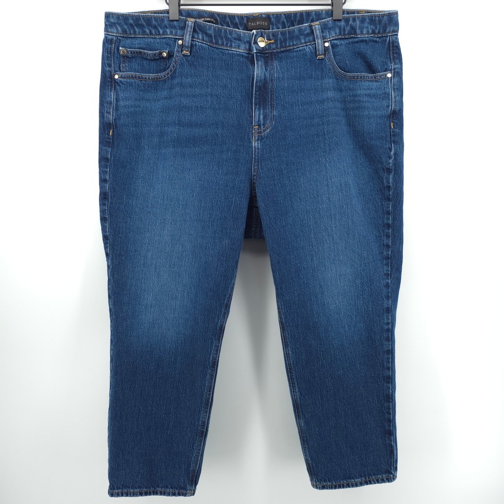 Talbots Womens Slim Straight Ankle Jeans 20WP Blue Bettina Wash Denim Classic